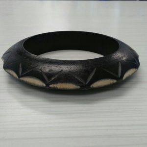 Vintage wood carved bangle